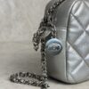 Chanel Metallic Calfskin Quilted Small Ballerine Camera Case Grey