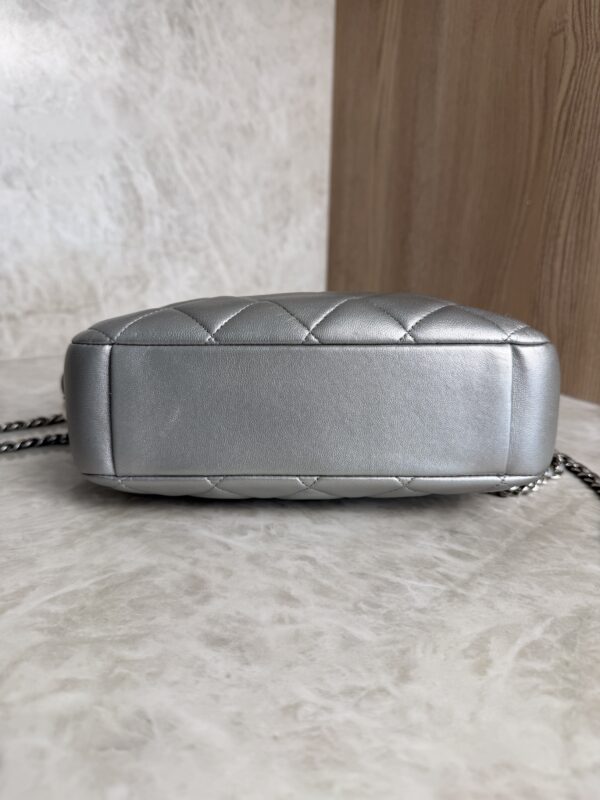 Chanel Metallic Calfskin Quilted Small Ballerine Camera Case Grey