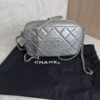 Chanel Metallic Calfskin Quilted Small Ballerine Camera Case Grey