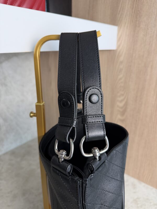Gucci Sakai Be Green Calfskin Diagonal Stitched Small Blondie Tote Black