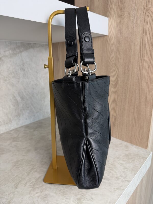 Gucci Sakai Be Green Calfskin Diagonal Stitched Small Blondie Tote Black
