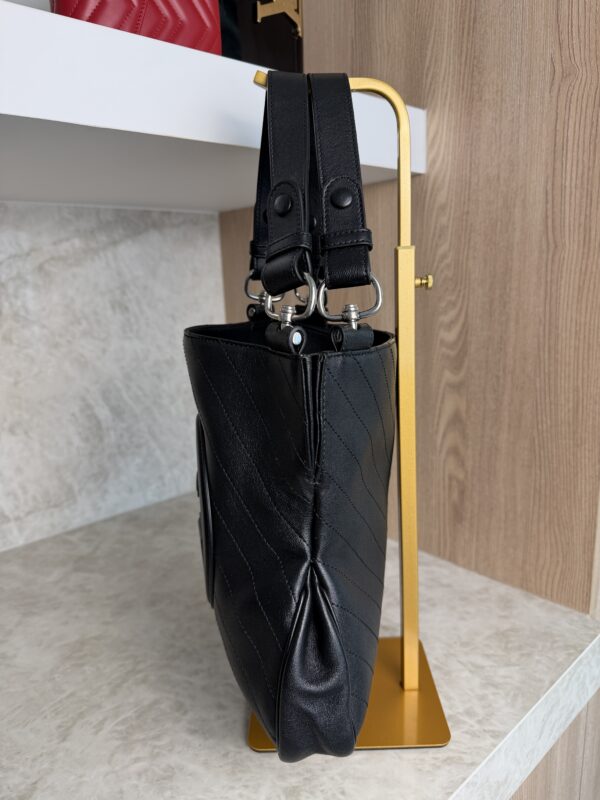 Gucci Sakai Be Green Calfskin Diagonal Stitched Small Blondie Tote Black