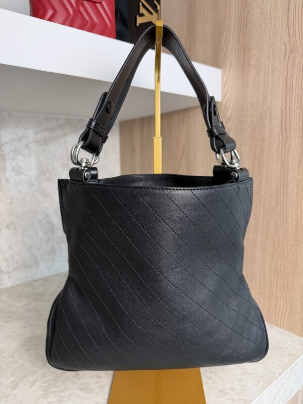 Gucci Sakai Be Green Calfskin Diagonal Stitched Small Blondie Tote Black