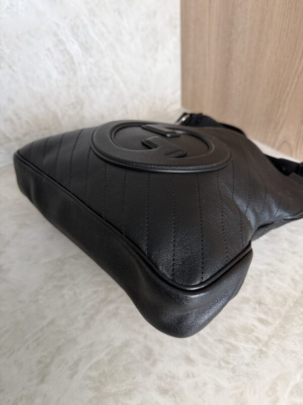 Gucci Sakai Be Green Calfskin Diagonal Stitched Small Blondie Tote Black