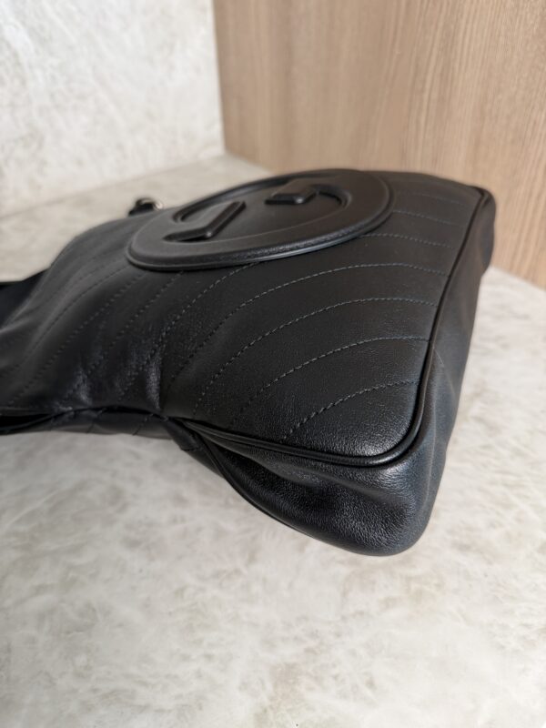 Gucci Sakai Be Green Calfskin Diagonal Stitched Small Blondie Tote Black