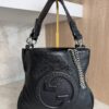 Gucci Sakai Be Green Calfskin Diagonal Stitched Small Blondie Tote Black