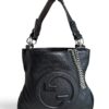 Gucci Sakai Be Green Calfskin Diagonal Stitched Small Blondie Tote Black