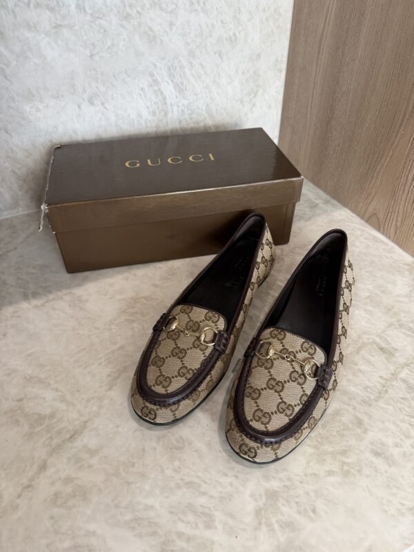 Gucci Horsebit GG Canvas Mule Slides Size 39.5