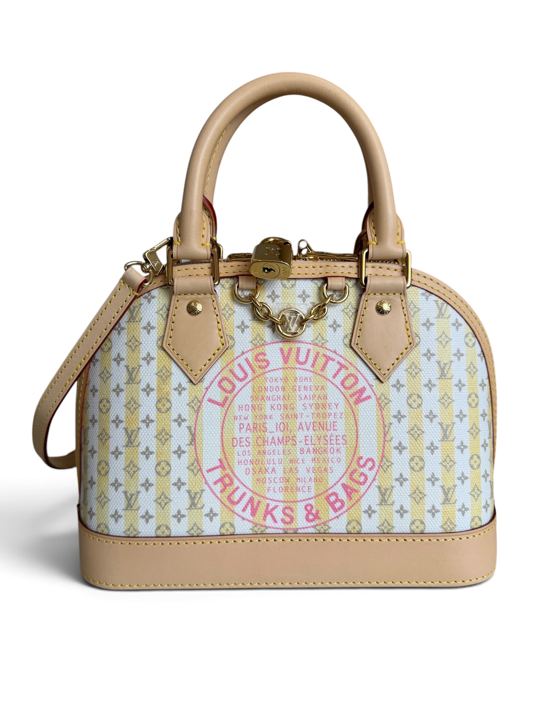 Louis Vuitton Alma BB Limited Edition LV Stamp Collection Banana Colorway