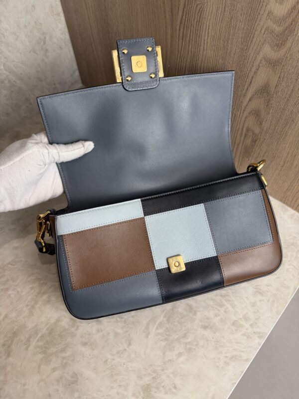 Fendi Vitello Grace Intarsio Geometric Brandy Navy Multicolor