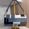 Fendi Vitello Grace Intarsio Geometric Brandy Navy Multicolor