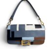 Fendi Vitello Grace Intarsio Geometric Brandy Navy Multicolor