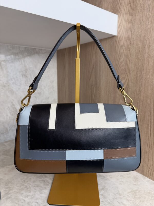 Fendi Vitello Grace Intarsio Geometric Brandy Navy Multicolor