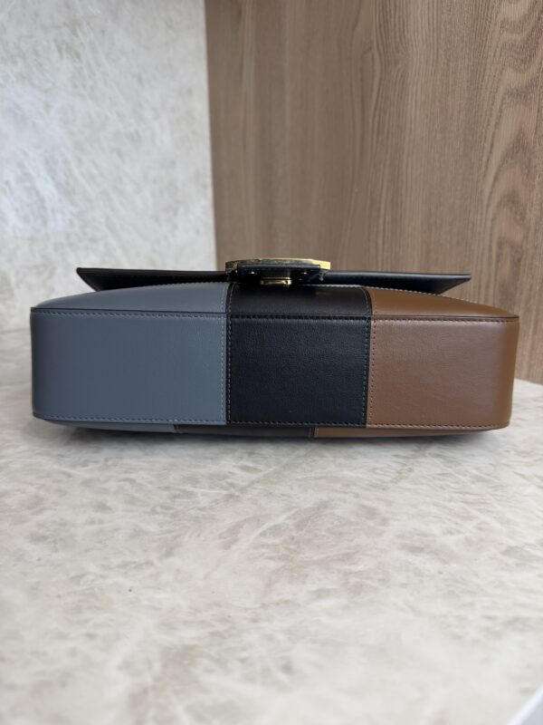 Fendi Vitello Grace Intarsio Geometric Brandy Navy Multicolor