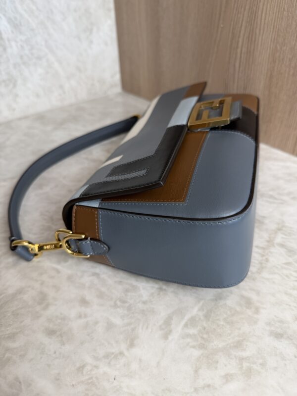 Fendi Vitello Grace Intarsio Geometric Brandy Navy Multicolor