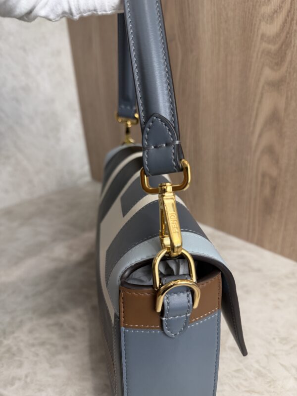 Fendi Vitello Grace Intarsio Geometric Brandy Navy Multicolor