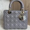 Christian Dior Lambskin Cannage Medium Lady Dior Grey Gold Hardware