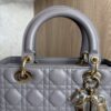 Christian Dior Lambskin Cannage Medium Lady Dior Grey Gold Hardware