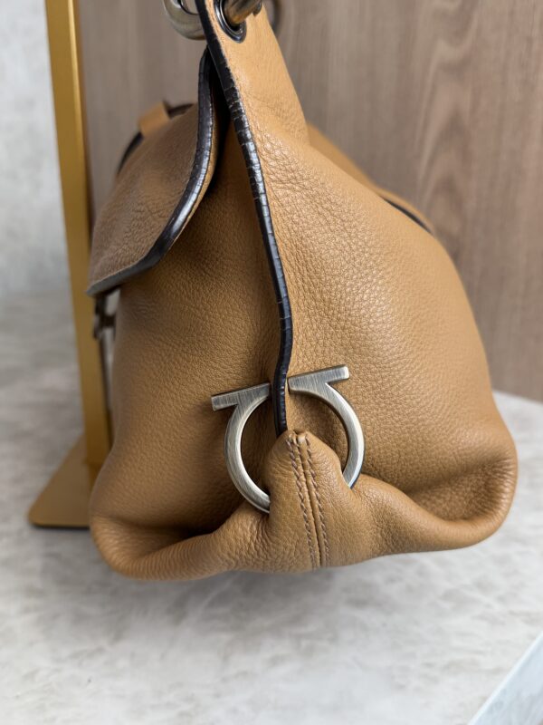 Salvatore Ferragamo Gancini Shoulder Bag Tan