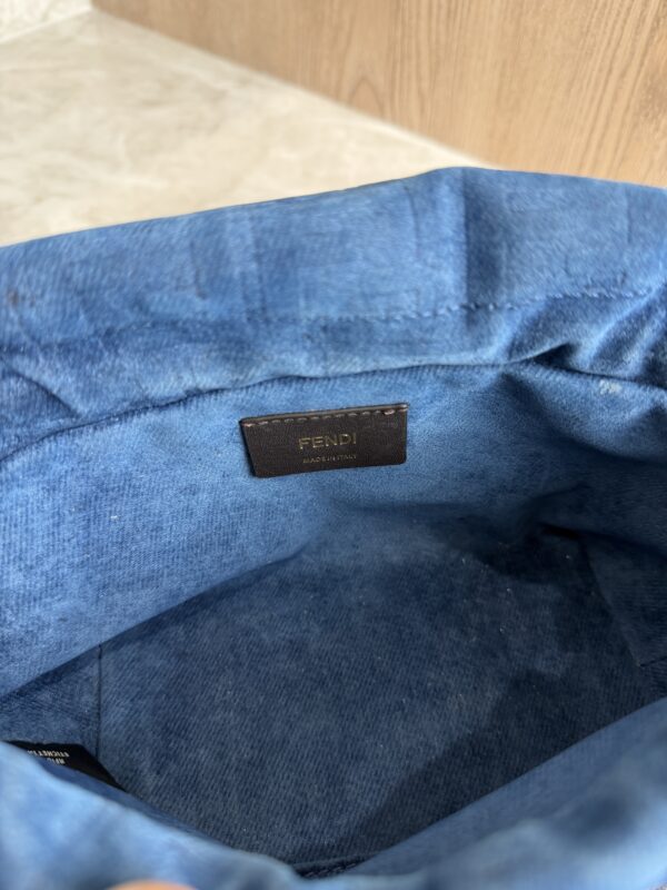 Fendi Mamma Baguette Small Blue FF Denim Flocked Mini Bag