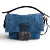 Fendi Mamma Baguette Small Blue FF Denim Flocked Mini Bag