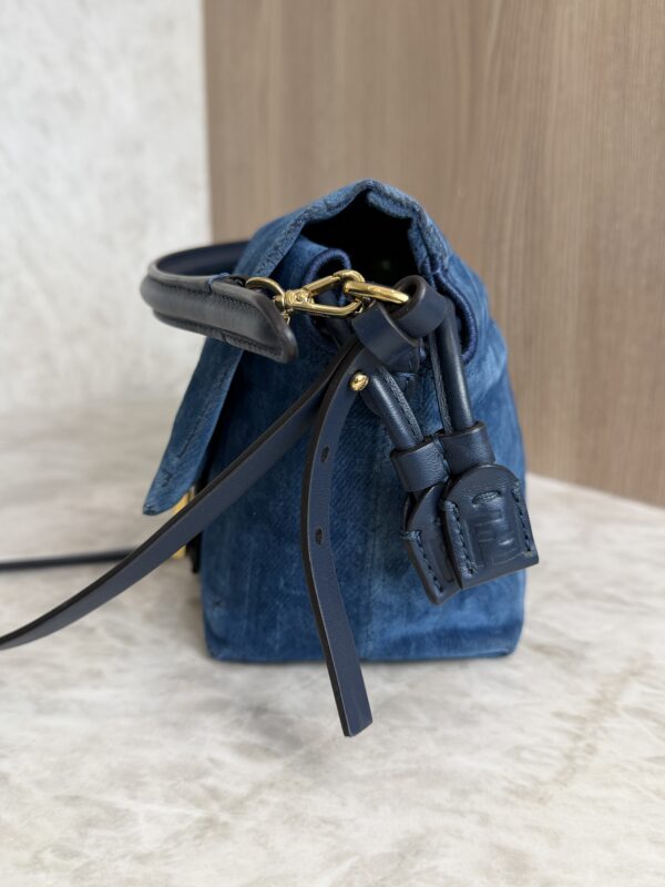 Fendi Mamma Baguette Small Blue FF Denim Flocked Mini Bag
