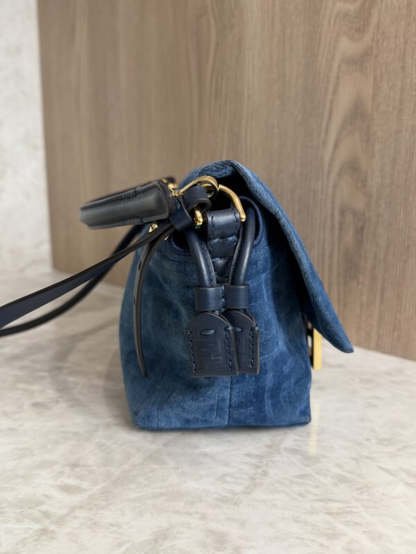 Fendi Mamma Baguette Small Blue FF Denim Flocked Mini Bag