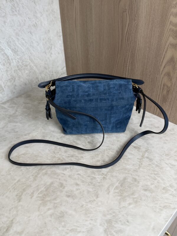 Fendi Mamma Baguette Small Blue FF Denim Flocked Mini Bag