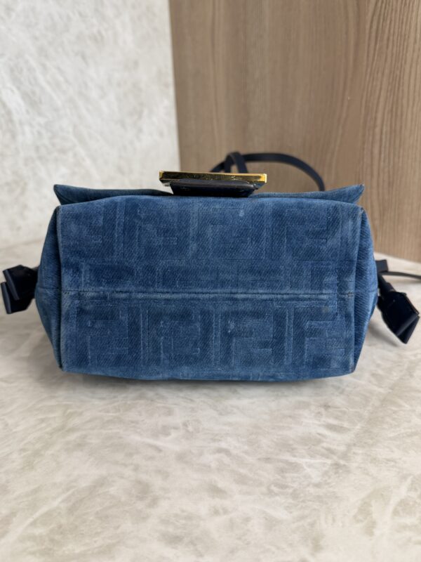Fendi Mamma Baguette Small Blue FF Denim Flocked Mini Bag