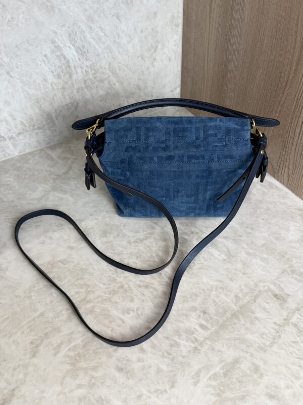 Fendi Mamma Baguette Small Blue FF Denim Flocked Mini Bag
