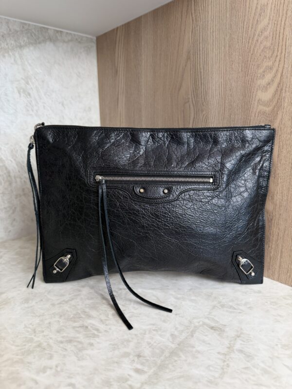 Balenciaga Agneau Classic Hardware Small Pouch Black