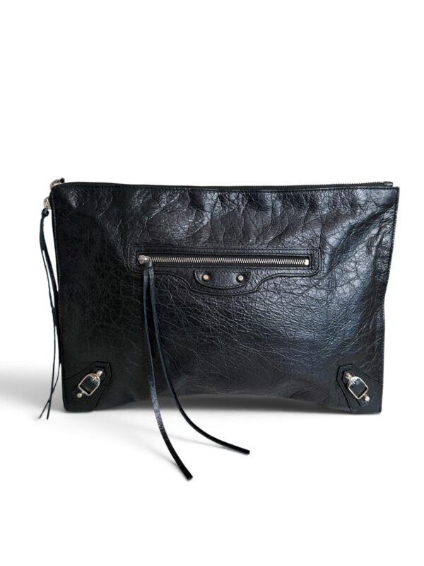 Balenciaga Agneau Classic Hardware Small Pouch Black