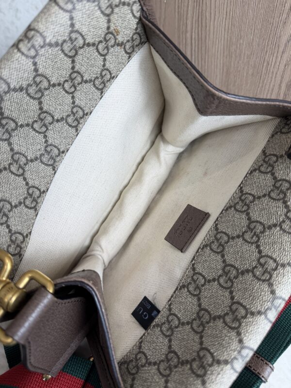 Gucci GG Supreme Monogram Web Neo Vintage Double Flap Messenger Bag Beige New Acero