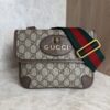 Gucci GG Supreme Monogram Web Neo Vintage Double Flap Messenger Bag Beige New Acero