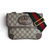 Gucci GG Supreme Monogram Web Neo Vintage Double Flap Messenger Bag Beige New Acero