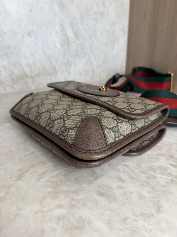 Gucci GG Supreme Monogram Web Neo Vintage Double Flap Messenger Bag Beige New Acero