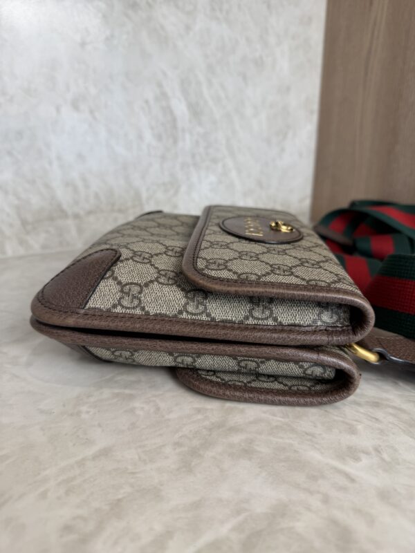 Gucci GG Supreme Monogram Web Neo Vintage Double Flap Messenger Bag Beige New Acero