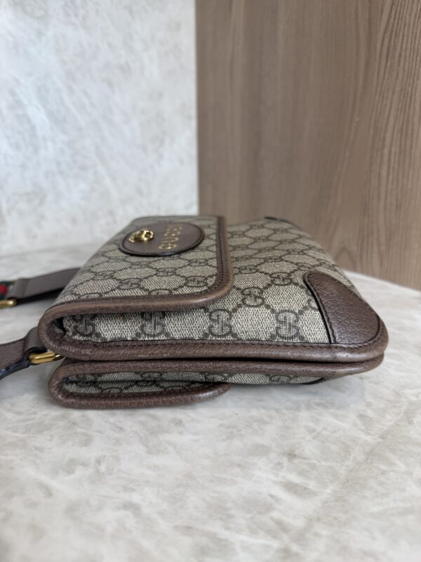 Gucci GG Supreme Monogram Web Neo Vintage Double Flap Messenger Bag Beige New Acero
