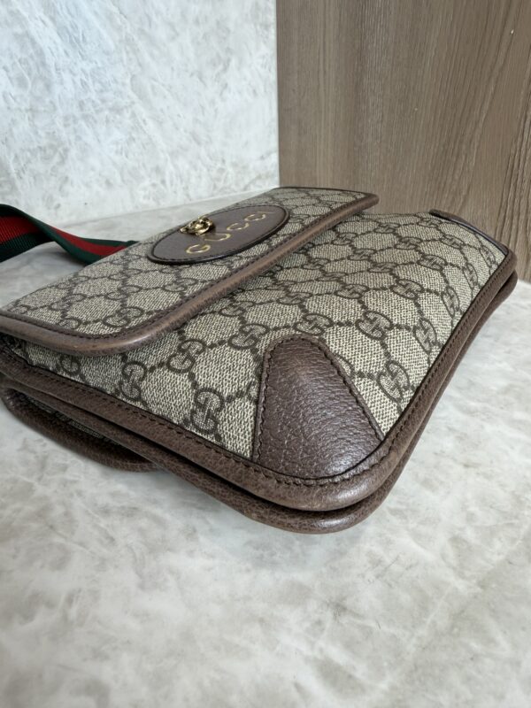 Gucci GG Supreme Monogram Web Neo Vintage Double Flap Messenger Bag Beige New Acero