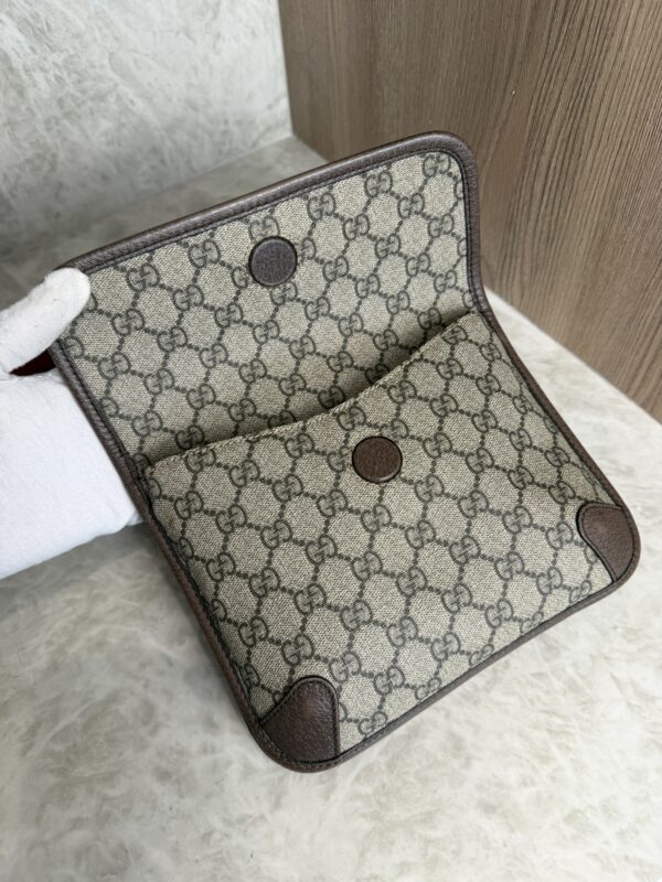 Gucci GG Supreme Monogram Web Neo Vintage Double Flap Messenger Bag Beige New Acero