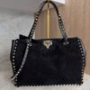 Valentino Garavani Vitello Medium Rockstud Tote Black
