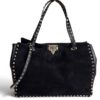 Valentino Garavani Vitello Medium Rockstud Tote Black