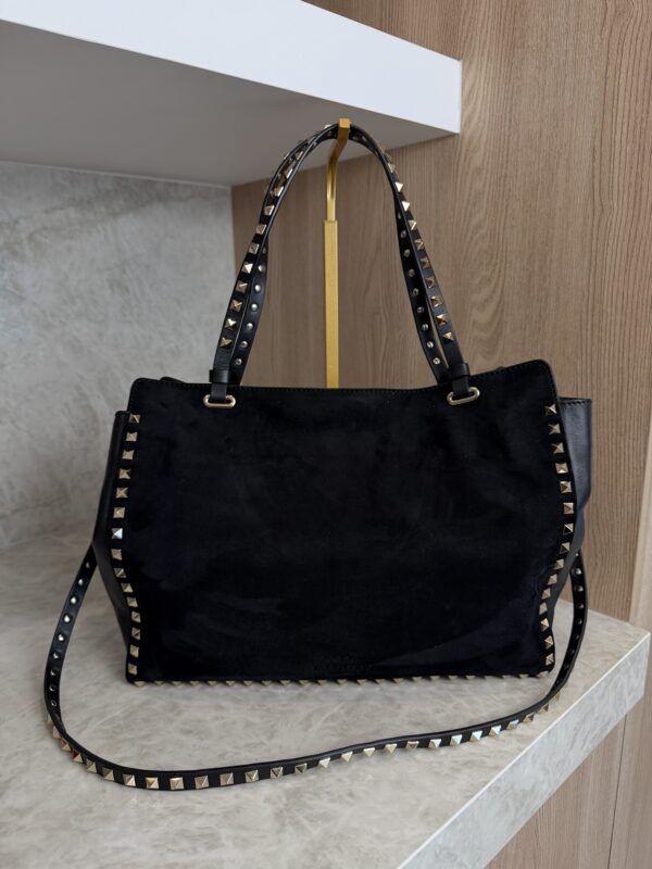 Valentino Garavani Vitello Medium Rockstud Tote Black