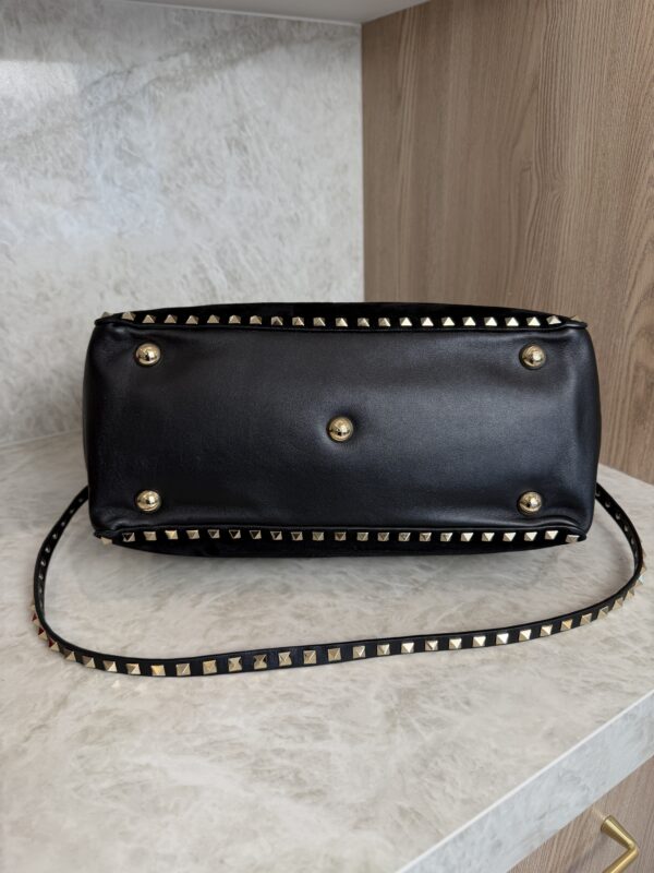 Valentino Garavani Vitello Medium Rockstud Tote Black