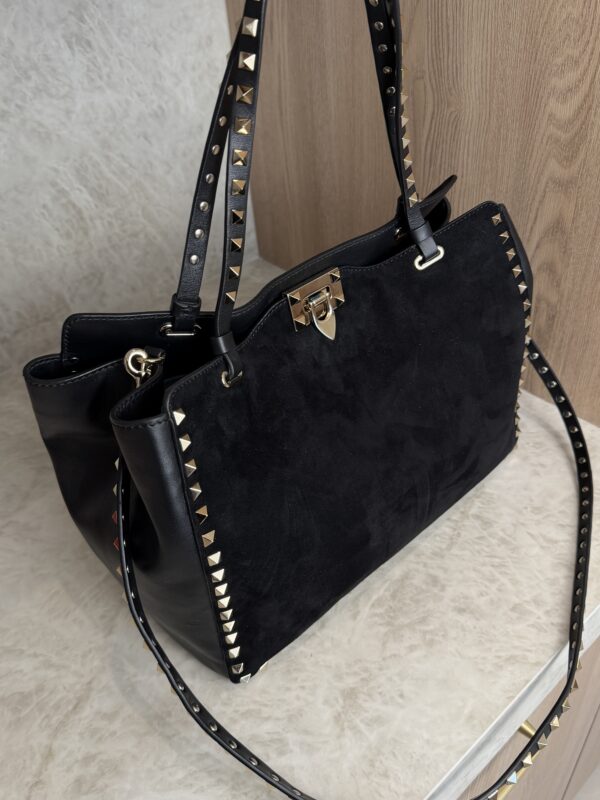 Valentino Garavani Vitello Medium Rockstud Tote Black