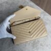 Saint Laurent Large Envelope Quilted Leather Chain Wallet Beige and Gold Hardware