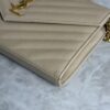 Saint Laurent Large Envelope Quilted Leather Chain Wallet Beige and Gold Hardware