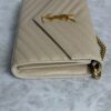 Saint Laurent Large Envelope Quilted Leather Chain Wallet Beige and Gold Hardware