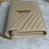 Saint Laurent Large Envelope Quilted Leather Chain Wallet Beige and Gold Hardware