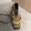 Chanel Suede Calfskin Shiny Lambskin Stitched Top Handle Slim Vanity Case With Chain Beige Black